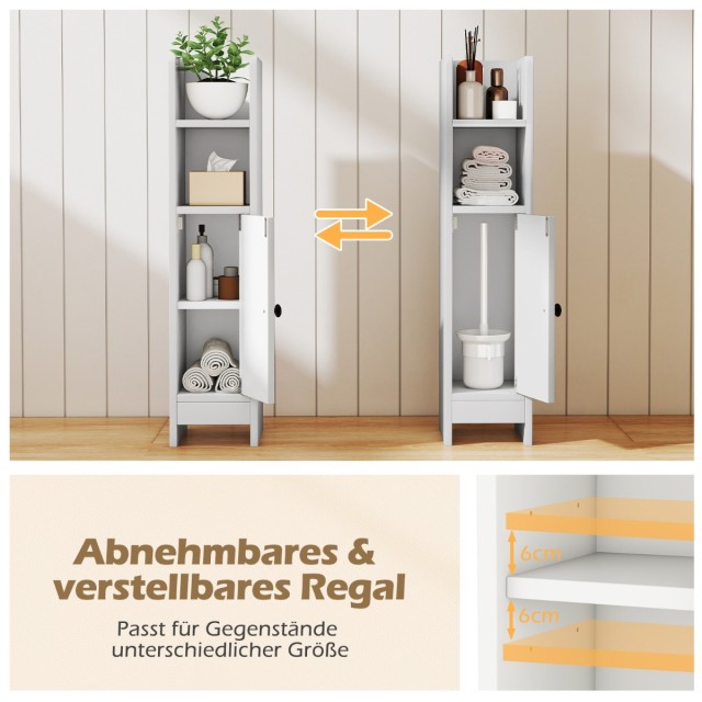 Costway  Λεπτή Τουαλέτα με 2 Ανοιχτά Τμήματα & 2 Αποσπώμενα Ράφια - Λευκός Μοντέρνος Σχεδιασμός για το Μπάνιο σας JV12885WH