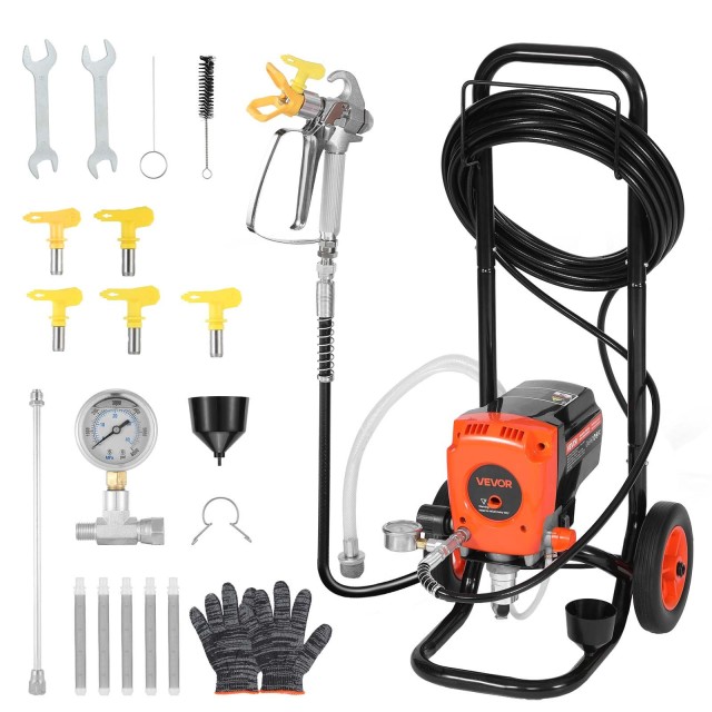 VEVOR Ηλεκτρικός Αερογράφος Υψηλής Πίεσης 900W με Καρότσι για Εσωτερική & Εξωτερική Βαφή Σπιτιού ZSSPTJ900W04UXQUL001V2