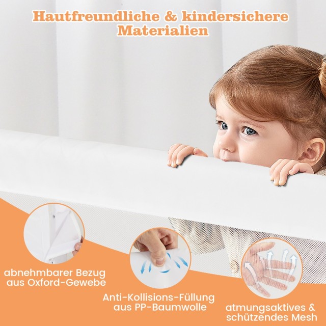 Costway Προστατευτικό Κάγκελο Κρεβατιού για Παιδιά με Πτυσσόμενο Σχέδιο BS10048WH