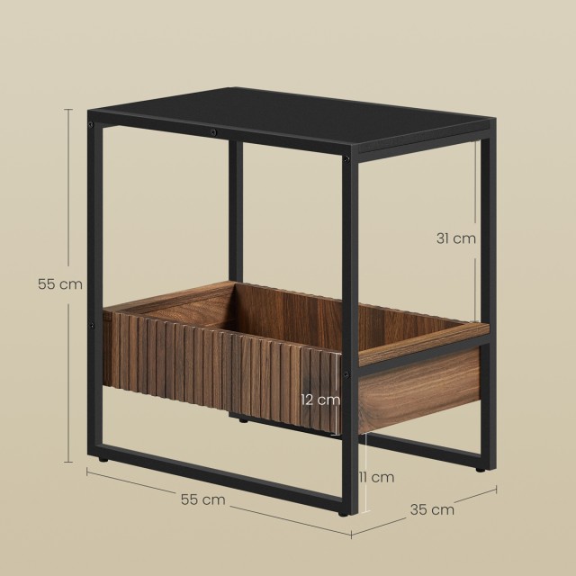 Βοηθητικό Τραπεζάκι 55x35x55cm Μαύρο LET820B43 VASAGLE