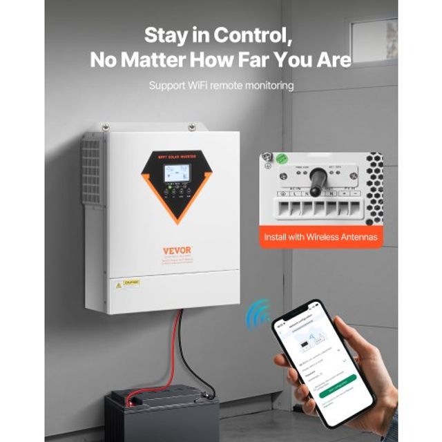 VEVOR Υβριδικός Ηλιακός Αντιστροφέας 3500W 220/230V WiFi 100A MPPT Ελεγκτής LWGPNKYTJ230DIY24V7