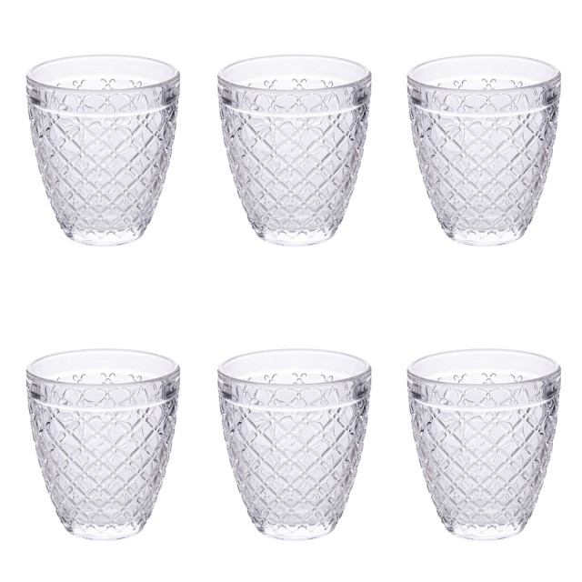 Villa DEste  Σετ 6 ποτήρια νερού 330 ml από γυαλί με ανάγλυφη επιφάνεια New Castle 5906906