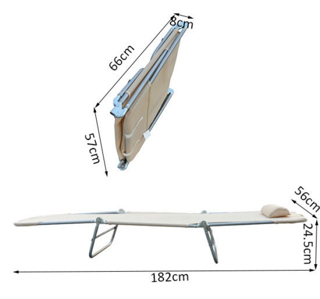 Πτυσσόμενη Ξαπλώστρα Κήπου με Μαξιλάρι 182 x 56 x 24.5 cm Χρώματος Μπεζ Outsunny 01-0334