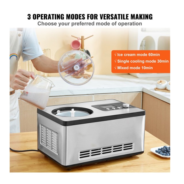 Αυτόματη Παγωτομηχανή με Λειτουργία Ψύξης 2 Lt 180 W VEVOR JYBQLJ2KTYSJ0T1GSV2