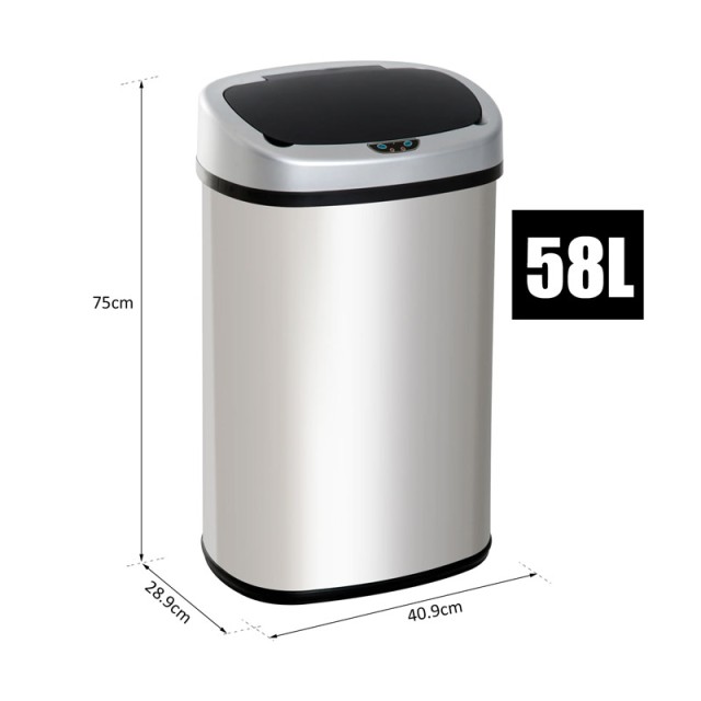 Αυτόματος Κάδος Απορριμμάτων 58 Lt με Υπέρυθρο Αισθητήρα και Αυτόματο Καπάκι HOMCOM 851-011