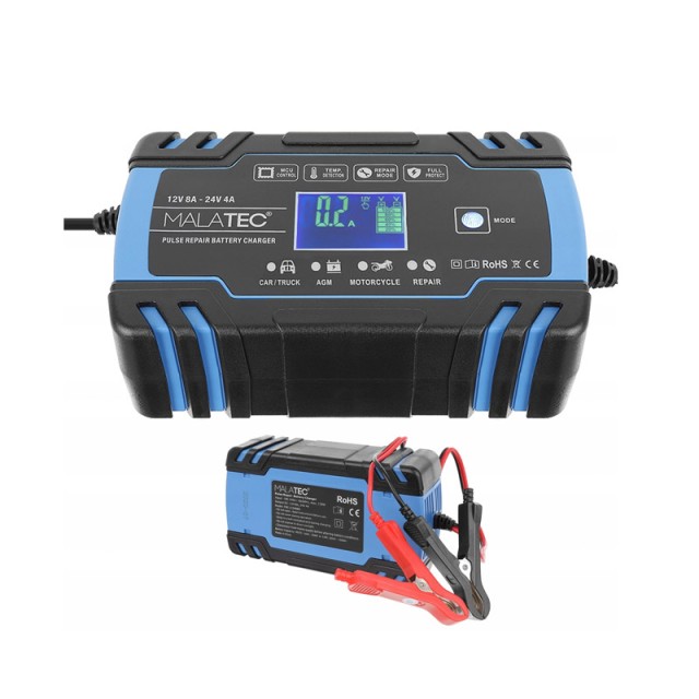 Αυτόματος Φορτιστής Μπαταρίας Αυτοκινήτου 12V 8A - 24V 4A Malatec 11162