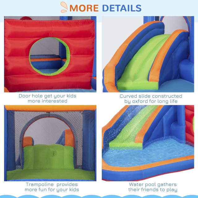 Outsunny Bouncy Castle για παιδιά 3-8 ετών με τσουλήθρα, τραμπολίνο και πισίνα, 380x340x170 cm 342-059V90