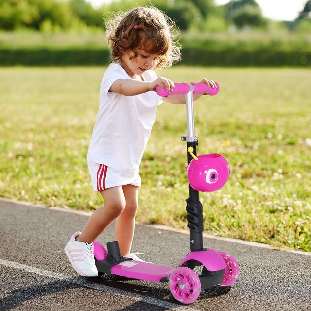 HOMCOM Scooter 3 Wheels for Παιδικό κάθισμα και λαβή με ρυθμιζόμενο ύψος 371-008PK