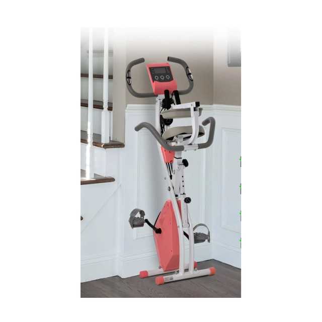 Αναδιπλούμενο Μαγνητικό Ποδήλατο Γυμναστικής με Ιμάντες Αντίστασης Χρώματος Ροζ HOMCOM A90-196PK