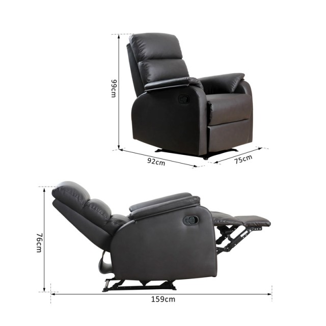 Ανακλινόμενη Πολυθρόνα με Υποπόδιο 75 x 92 x 99 cm HOMCOM 833-386BN