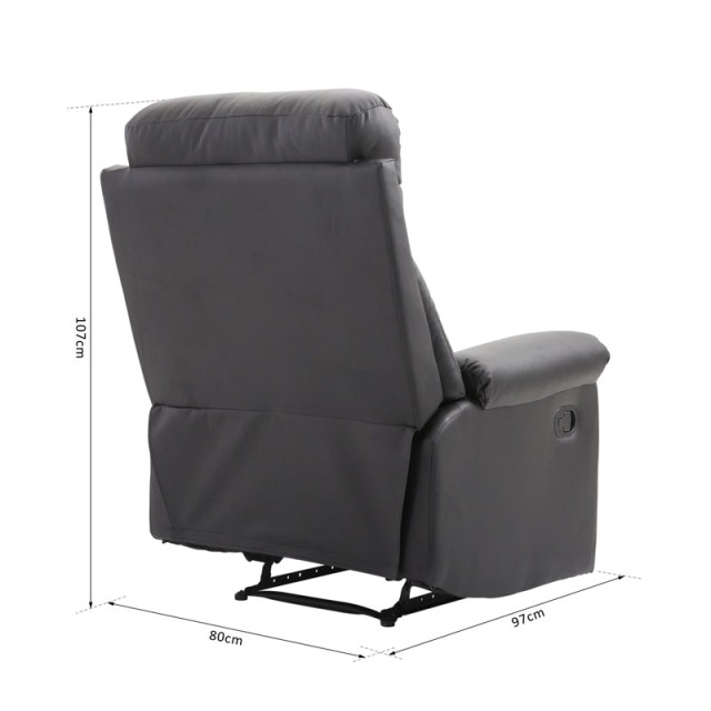 Ανακλινόμενη Πολυθρόνα με Υποπόδιο 80 x 97 x 107 cm Χρώματος Μαύρο HOMCOM 833-455BK