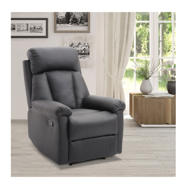 Ανακλινόμενη Πολυθρόνα με Υποπόδιο 80 x 97 x 107 cm Χρώματος Μαύρο HOMCOM 833-455BK