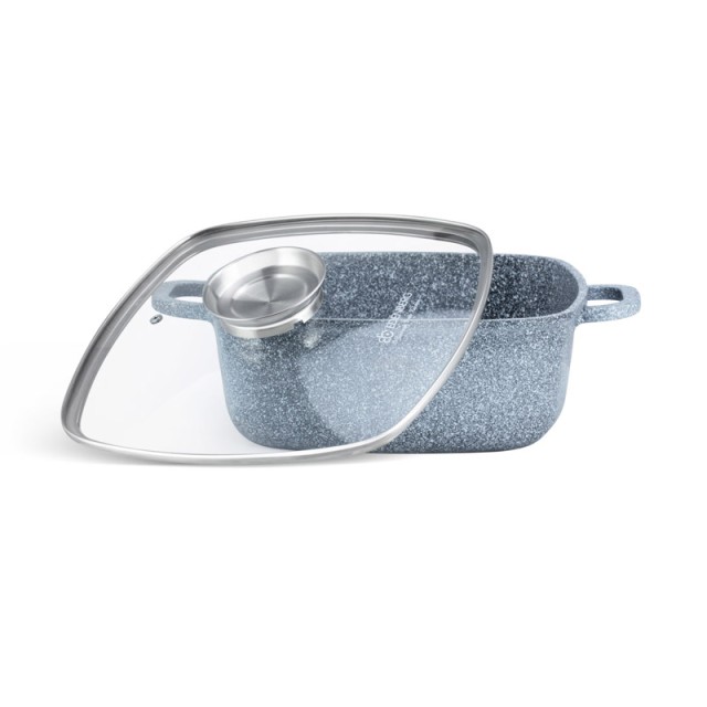 Αντικολλητική Τετράγωνη Κατσαρόλα 28 cm με Κεραμική-Γρανίτη Επίστρωση και Γυάλινο Καπάκι 6.5 Lt Edenberg EB-8003