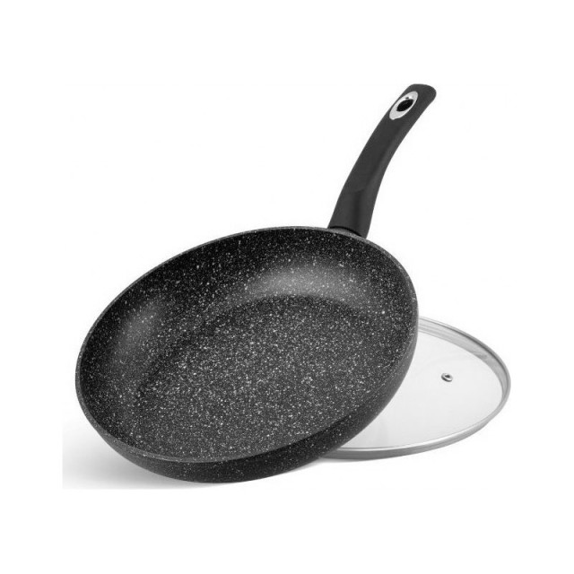 Αντικολλητικό Τηγάνι 28 cm με Κεραμική Μαρμάρινη Επίστρωση και Γυάλινο Καπάκι Edenberg EB-4111