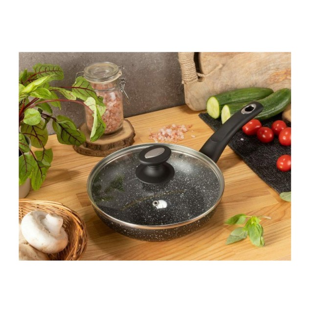 Αντικολλητικό Τηγάνι 28 cm με Κεραμική Μαρμάρινη Επίστρωση και Γυάλινο Καπάκι Edenberg EB-4111