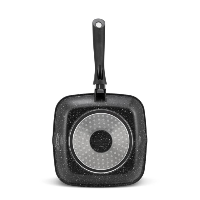 Αντικολλητικό Τηγάνι - Γκριλ 24 cm με Κεραμική Μαρμάρινη Επίστρωση και Γυάλινο Καπάκι Edenberg EB-8136