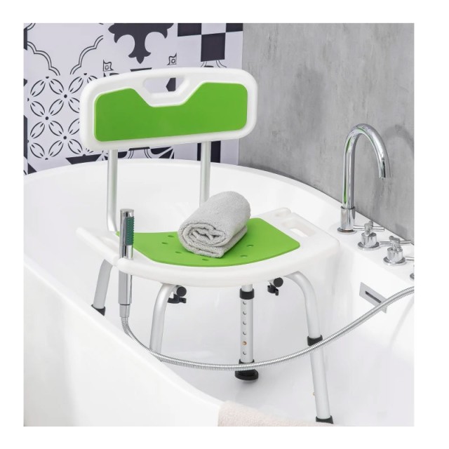 Αντιολισθητική Καρέκλα Μπάνιου με Ρυθμιζόμενο Ύψος 51.5 x 49.5 x 68.5 - 81 cm HOMCOM 713-118V00GN