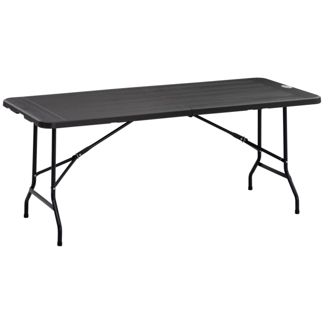 Τραπέζι κήπου Outsunny για 6 άτομα σε ατσάλι και HDPE, 180x75,5x73 cm, σκούρο γκρι 84G-004V00CG