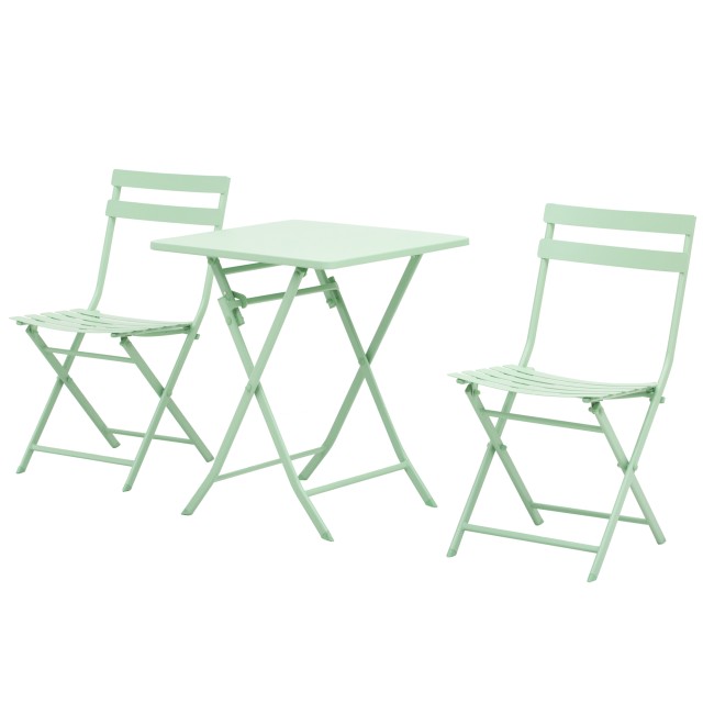 Τραπέζι και καρέκλες Outsunny Garden και Outdoor Garden σε πράσινο μεταλλικό, σετ 3 τεμαχίων που εξοικονομεί χώρο 863-055GN