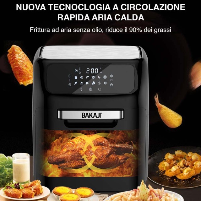 Ψηφιακό Φουρνάκι / Φριτέζα Αέρος-Airfryer 12lt 1800W Μαύρο 02012577 Bakaji