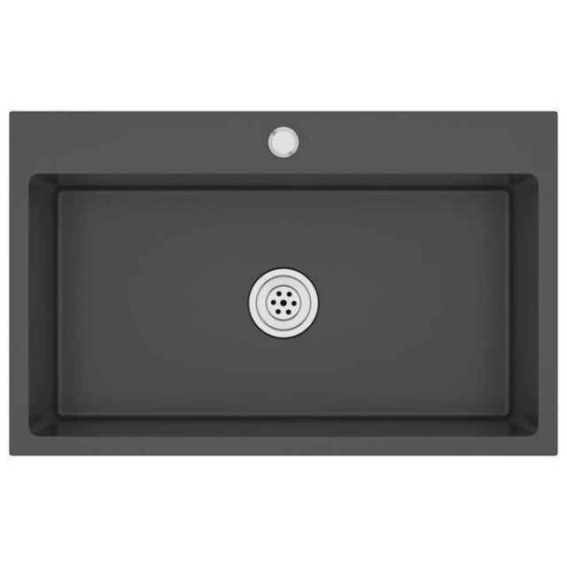 vidaXL Νεροχύτης Κουζίνας Χειροποίητος Μαύρος από Ανοξείδωτο Ατσάλι 51515