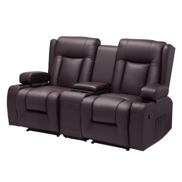 VEVOR Διθέσιος Ανακλινόμενος Καναπές 63x65.55x32.3 - Καφέ, USB, Θήκες, Ποτηροθήκες DDPYSRSFSDKD2FNYC001V0