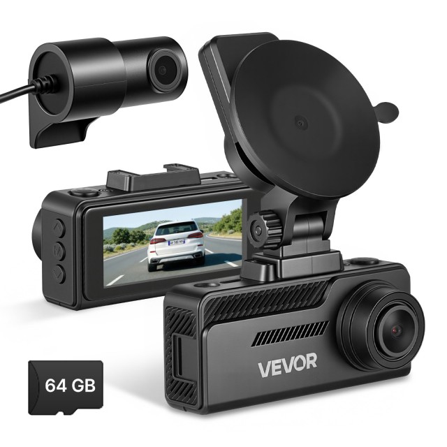 VEVOR Dash Cam Αυτοκινήτου Εμπρός/Πίσω 4K + 1080P με GPS, Οθόνη Αφής 80,8 mm, Αισθητήρα G, Εγγραφή Βρόχου, Λειτουργία Στάθμευσης και Κάρτα 64 GB Included DFBLXCJLYXPNA2XEY001V9