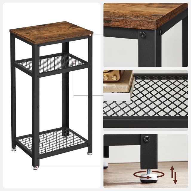 VASAGLE Βοηθητικό Μεταλλικό Ορθογώνιο Τραπεζάκι με 3 Ράφια 45 x 35 x 75 cm LET75BXV1&nbsp;