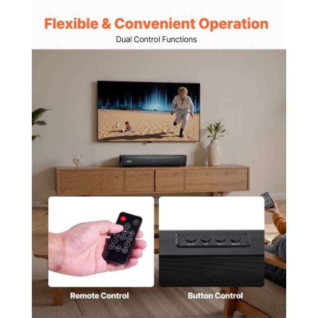 VEVOR Ηχομπάρα για Smart TV, 2.0 Κανάλια, 450 mm Συμπαγής Ηχοσύστημα για Προβολέα, Bluetooth AUX Σύνδεση, Τηλεχειριστήριο, Εγκατάσταση 80W Surround Ήχου για PC Οικιακό Θέατρο YTSTXYX17INCJ9FDQ001V2
