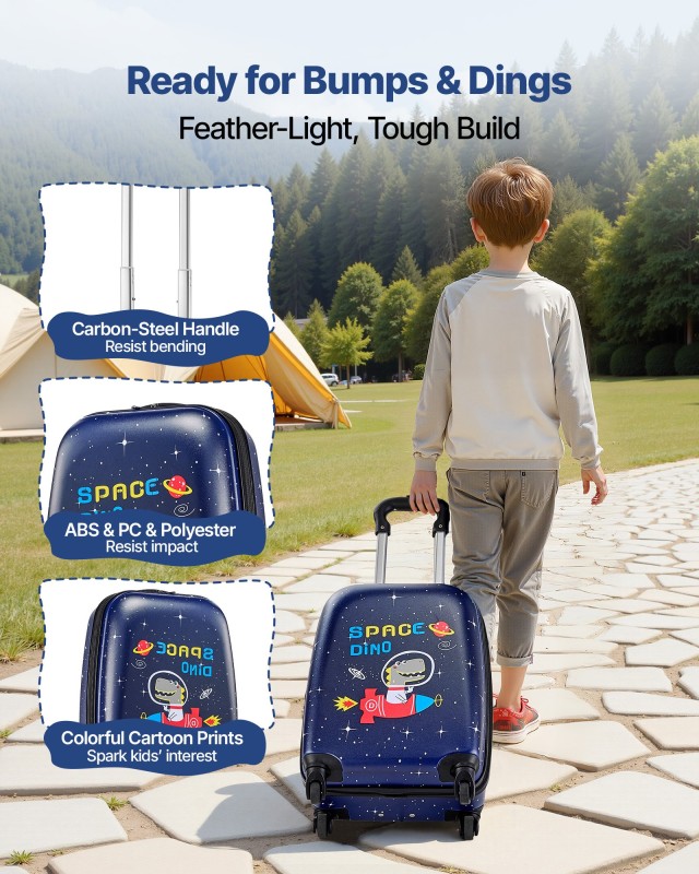 VEVOR Παιδικό Σετ Βαλίτσας με Ρόδες, 2 Τεμάχια, Σκληρό Κέλυφος με Ρόδες, Εγκεκριμένο για Αεροπορικά Ταξίδια 2JTETXLX2PCSJ0HWG001V0