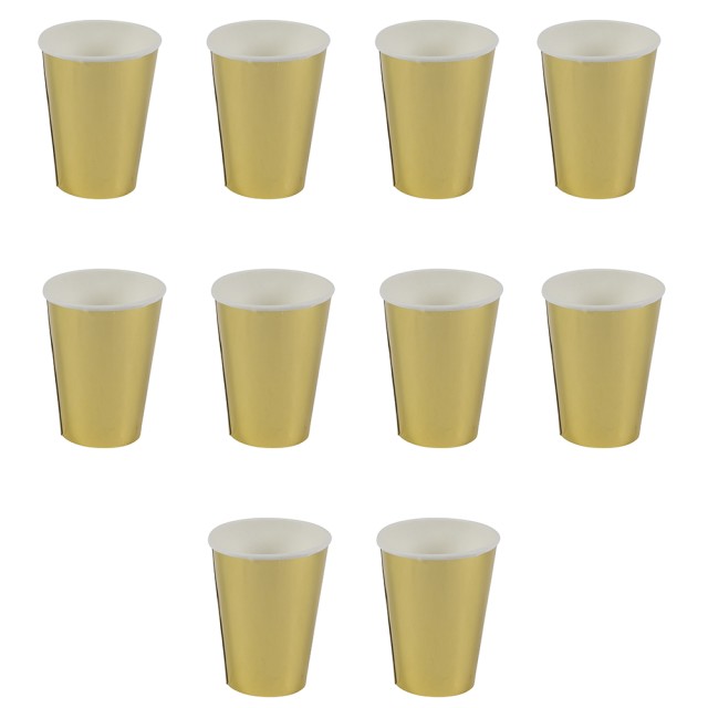 Galileo Σετ 10 Χριστουγεννιάτικα Μονόχρηστα Ποτήρια 400 ml Χρυσό Μεταλλικό Santas House 2188285