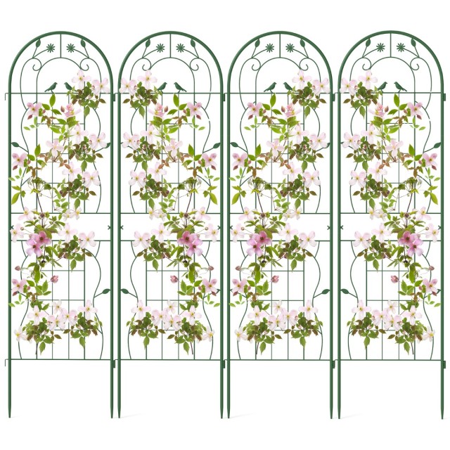 Costway Σετ 4 Μεταλλικών Πλεγμάτων Διακοσμητικού Κήπου, Ελεύθερο Στήριγμα Αναρρίχησης 180 x 50 εκ., Πράσινο GT4361GN