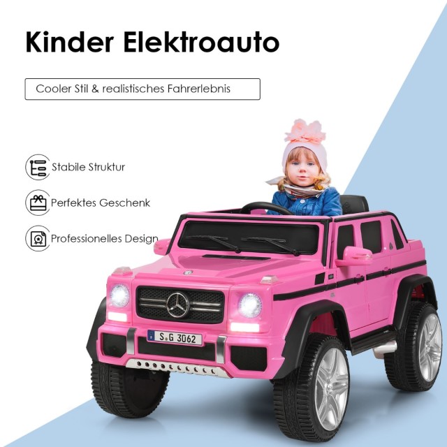 Costway  12V Αδειοδοτημένο Mercedes-Benz Maybach Μπαταριοκίνητο Jeep με Ανάρτηση Ροζ 110 x 70 x 55 εκ. TQ10259DE-PI