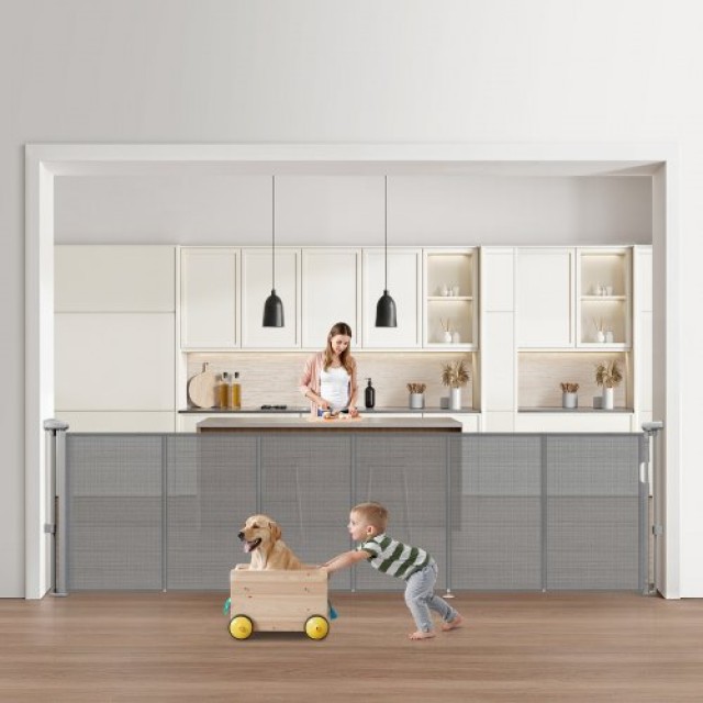 VEVOR Επεκτάσιμη Παιδική Πύλη 87 εκ., Έως 280 εκ., Γκρι Μεταξένιο Υλικό για Εσωτερικούς Χώρους WZSSMHS110INA18JP001V0