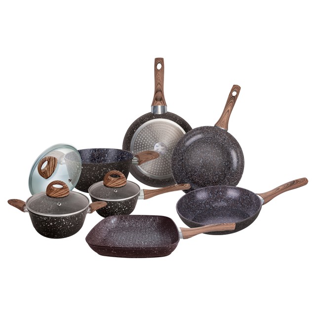 Galileo Σετ Μαγειρικών Σκευών 10 Τεμαχίων με Εσωτερική Κεραμική Αντικολλητική Επίστρωση από Κράμα Αλουμινίου για Επαγωγικές Εστίες Arizona SChef 5920485