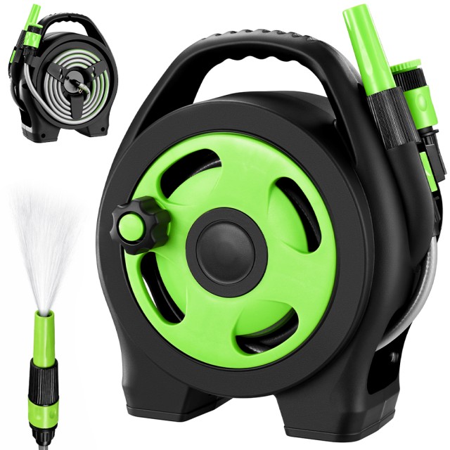 BAKAJI Καρούλι Κήπου με Σωλήνα PVC 12 Μέτρων και Ποτιστικό με 2 Συνδέσμους 02002145