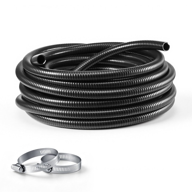 VEVOR Σωλήνας Αναρρόφησης PVC Βαρέως Τύπου 25 mm x 25 m με Σφιγκτήρες, Μαύρος XSYG25MM25MWI7IY7001V0
