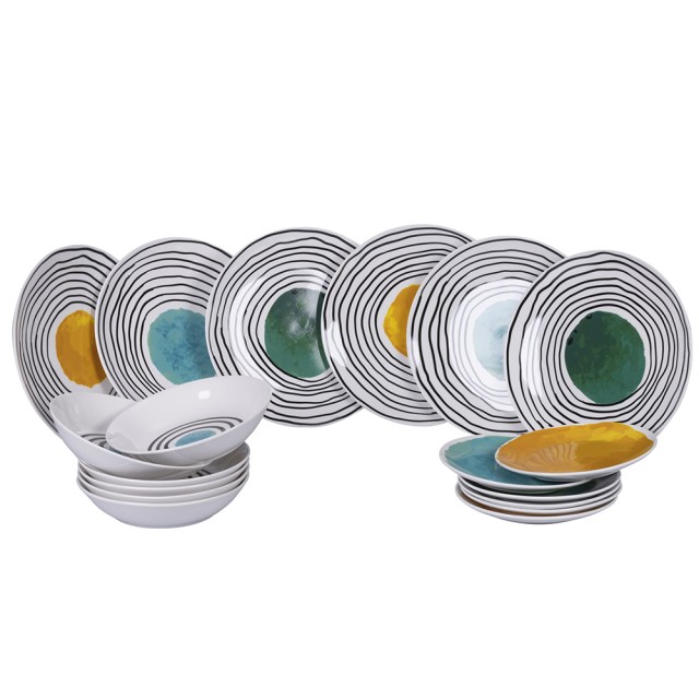 Villa DEste  Σετ πιάτων 18 τεμαχίων πορσελάνης για 6 άτομα τραπέζι σε 3 διαφορετικά διακοσμητικά σχέδια Venice Lido 5904170