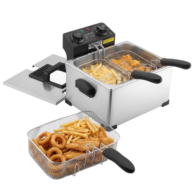 VEVOR Ηλεκτρική Φριτέζα Πάγκου 5,2 L 2500W Ανοξείδωτη με Μεγάλο & Μικρό Καλάθι, Ρύθμιση Θερμοκρασίας και Χρονοδιακόπτη DGJYDZGJCK5LIHKY5001V2