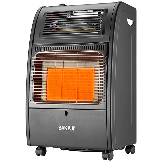 BAKAJI  Φορητή Σόμπα Αερίου 2σε1 σε Μαύρο Μέταλλο Θερμοσόμπα Υπέρυθρων 3 στοιχείων GH09  02839770