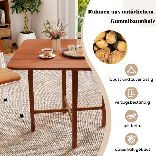 Τετράγωνο Ξύλινο Τραπέζι Φαγητού για 2-4 Άτομα με Αναδιπλούμενες Προεκτάσεις - Καφέ 90 x 90 x 74,5cm KC58821WN Costway