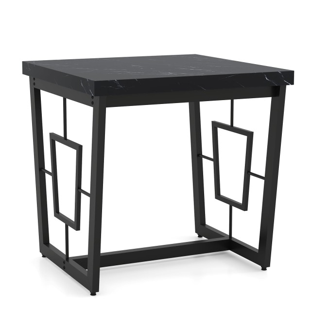 Costway Πλαϊνό Τετράγωνο Τραπέζι με Επιφάνεια Μαύρου Τεχνητού Μαρμάρου 60 x 60 x 60 cm JV13299DK