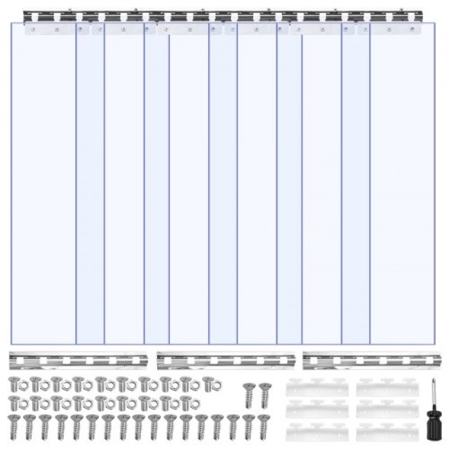 VEVOR Διαφανείς Πλαστικές Κουρτίνες από PVC, 2μ x 0.9μ x 2mm, 6 Τεμάχια για Κατάψυξη & Αποθήκες PZPVCML3680I5ZNUG001V0