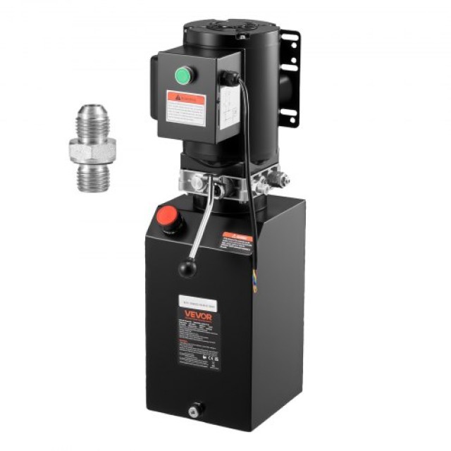 VEVOR Μονάδα Ισχύος Υδραυλικής Αντλίας 220V, 15Qt, Ενιαίος Δράσης, 6.3L/min, 22MPa, Μαύρη YXYYB220VJLDM031K001V7
