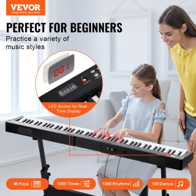 VEVOR  88 Πλήκτρα Ψηφιακό Πιάνο Ημι-Βαρυκεντρισμένο Φορητό Ηλεκτρικό Πλήρους Μεγέθους 88JBPZSMGQ88WU1LTV2