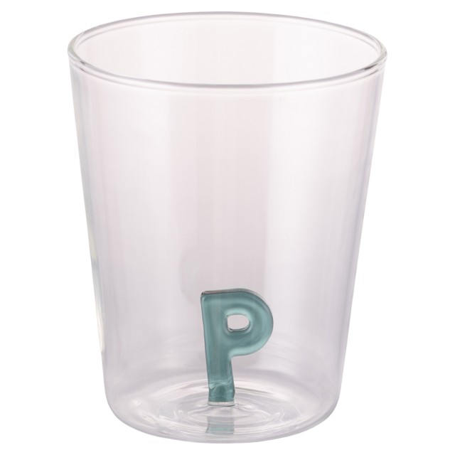 Villa dEste Home Ποτήρι 420 ml από βοριοπυριτικό γυαλί με εσωτερική διακόσμηση 3D Μονόγραμμα γράμμα P 5925079