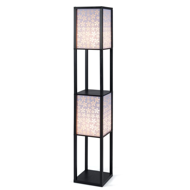 Costway Δίφωτη Κρεμαστή Λάμπα με 2 Ράφια και Καπέλα με Διάτρητο Σχέδιο Λουλουδιών EU10170DE