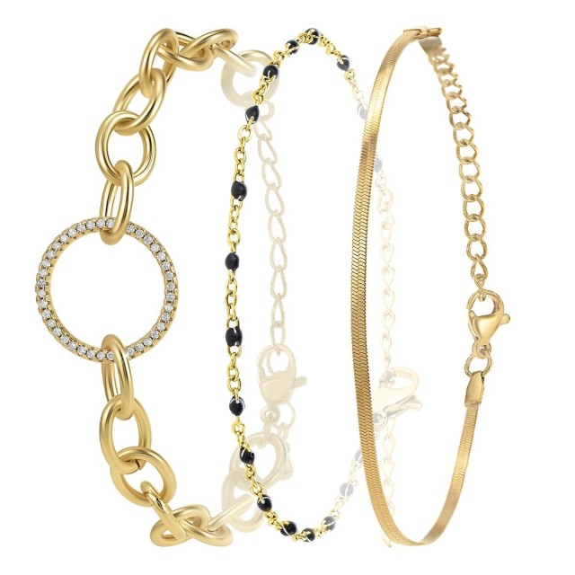 So Charm Σετ 3 Βραχιόλια διακοσμημένα με Κρύσταλλα Swarovski, Χρυσό BS2964+B2395N+B2397D