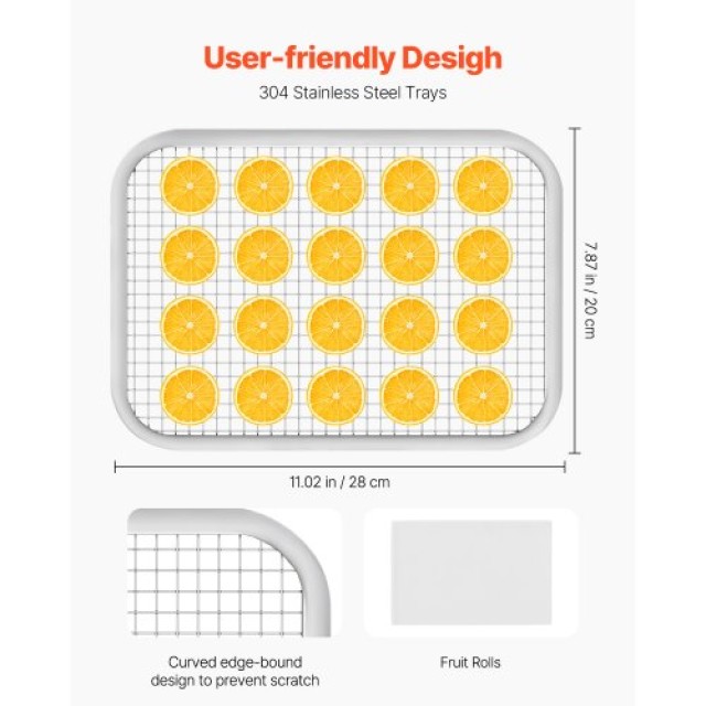 VEVOR Αφυγραντήρας Τροφίμων 6 Δίσκων Ανοξείδωτος 400W SGHGJ400W6G01Z5W8V2