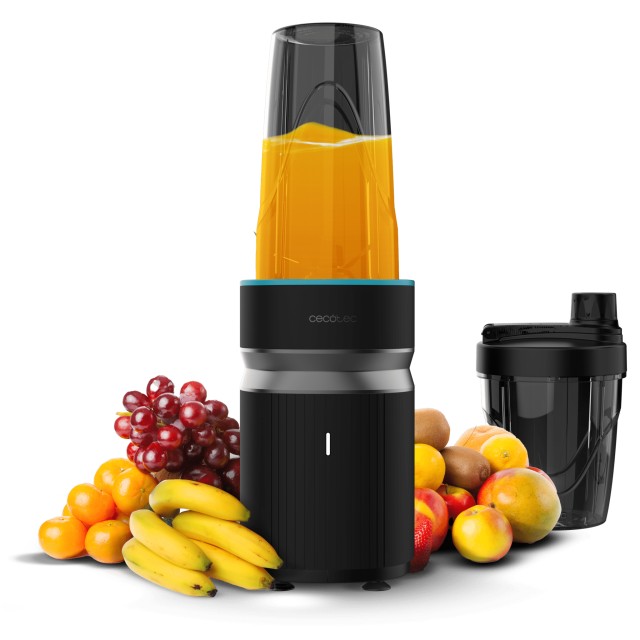 Cecotec Μπλέντερ 1000W με 2 Κύπελλα 550ml & 700ml PowerTitanium 1000 Push2Go , 6 Λεπίδων, Οθόνη LED, Χωρίς BPA CEC-123691